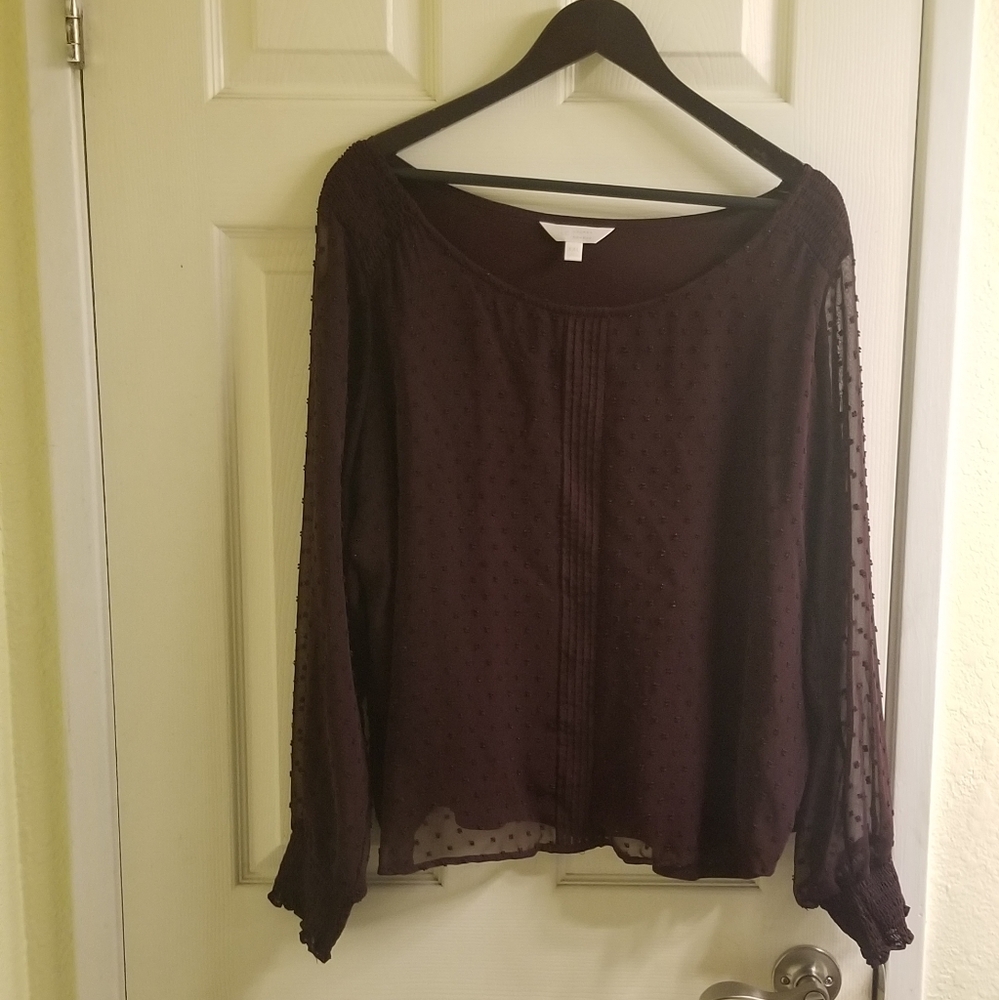 Burgundy Long Sleeve LAUREN CONRAD Blouse